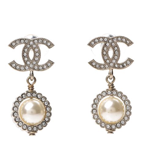 chanel cc crystal resin pearl drop earrings|chanel drop earrings karren brady.